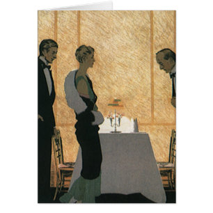 Cartão Amor e Romance Vintage, Jantar Elegante de Casal