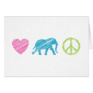 Cartão Amor, Elefante e Paz