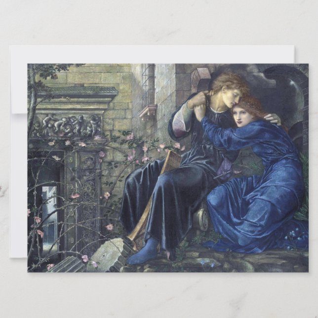 Cartão Amor entre as ruínas (por Edward Burne-Jones) (Frente)