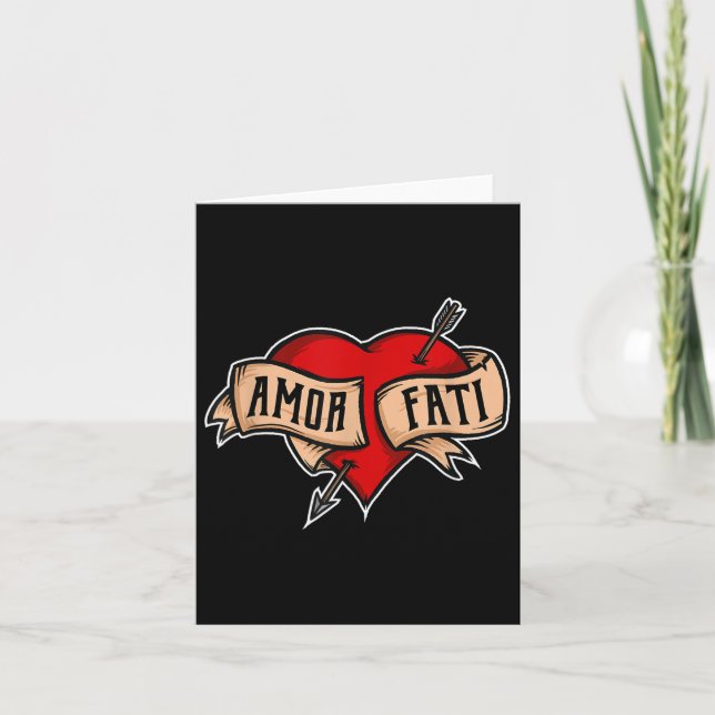 Cartão Amor Fati - Click Nietzsche Tattoo Heart Design (Frente)