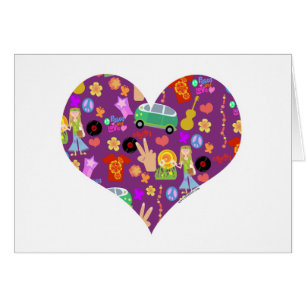 Cartão Amor Groovy do roxo 60s