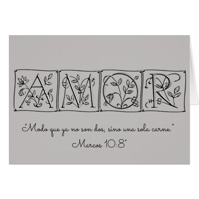 Cartão Amor~ já não dois mas um Flesh~Scripture~Spanish (Frente horizontal)