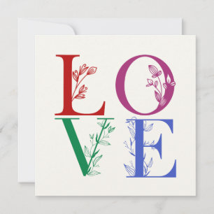 Cartão Amor - Letras Botânicas Coloridas