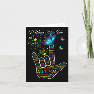 Cartão Amor Linguagem De Sinais Eu Visto Azul Para Autism