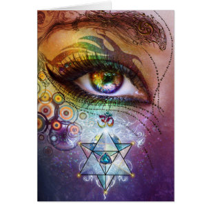 Cartão Amor & luz do olho do arco-íris