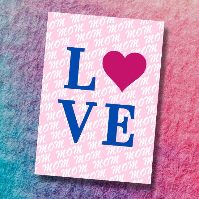 Cartão AMOR mãe moderna elegante nós amamos você mãe (The background text template can fit 2 or 3 upper case letters, maybe 1 or 2 more with lower cases.)