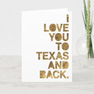 Cartão Amor Metálico Dourado De Você Para o Texas e de Vo