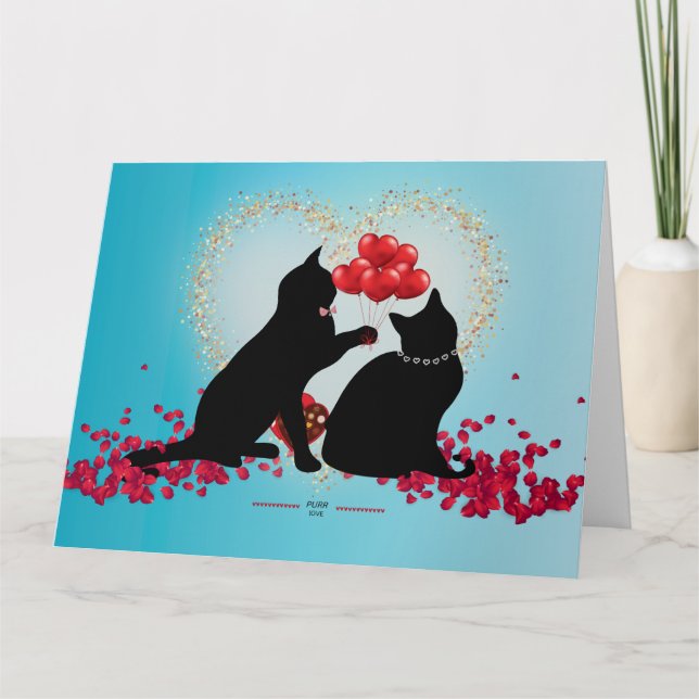 Cartão Amor Miau - Balões do Gato Valentine - Sacola de P (Frente)