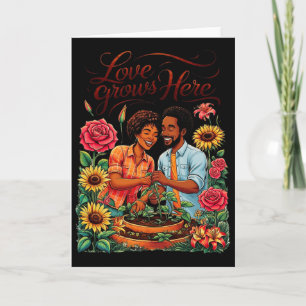 Cartão Amor Negro Casal Afro-Americano Esboço Valentin