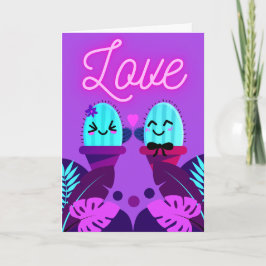 Cartão amor por cacto kawaii no dia dos namorados