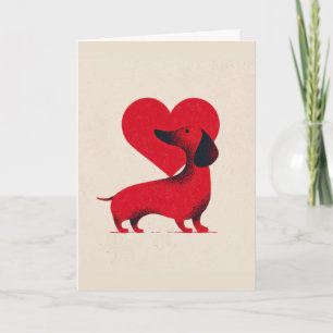 Cartão Amor por Dachshund – Design de Coração de Cachorro