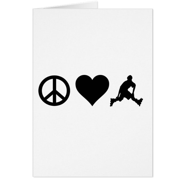 Cartão Amor Rollerblading da paz (Frente)