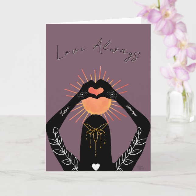 Cartão Amor Sempre Coração Mãos (Orquídea)