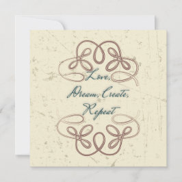 Cartão Amor, Sonho, Crio, Repetir o Folk design