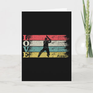 Cartão Amor Vintage Retro Críquete Esporte Silhueta Distr
