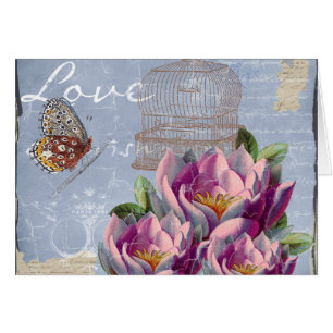 Cartão Amor vitoriano pensa sonhar gaiola de pássaros