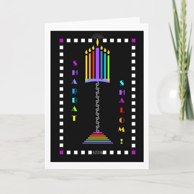 Cartão Ampersand Menorah Shabbat Shalom greeting card (Frente)