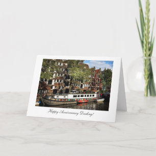 Cartão Amsterdam Canal Barge - Happy Anniversay Darling