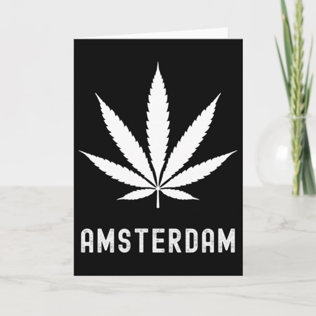 Cartão Amsterdam Stoner Pot Leaf Travel Vacation  (Frente)