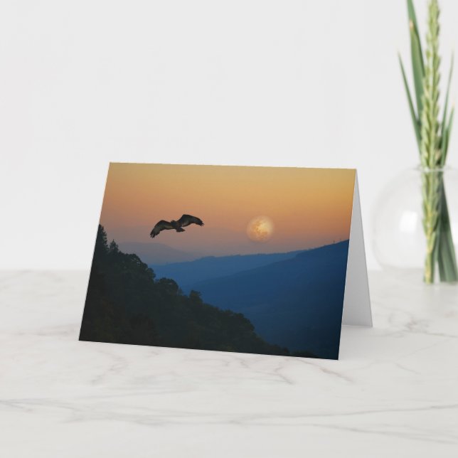Cartão An eagles ascent at fullmoon (Frente)