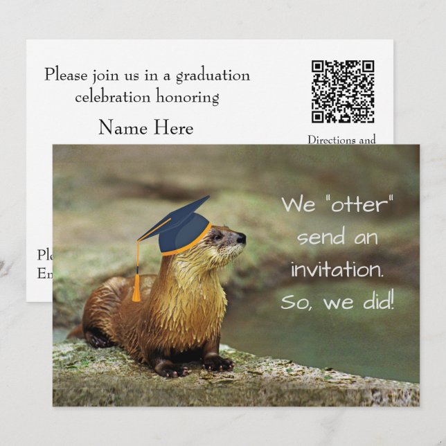 Cartão An Otter Graduation Party Invitation Card (Frente/Verso)
