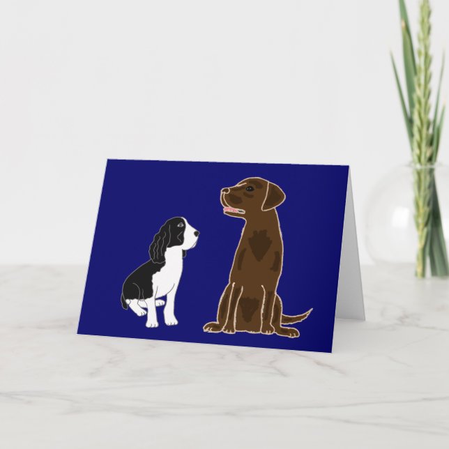 Cartão AN- Springer Spaniel and Chocolate Lab Notecards (Frente)