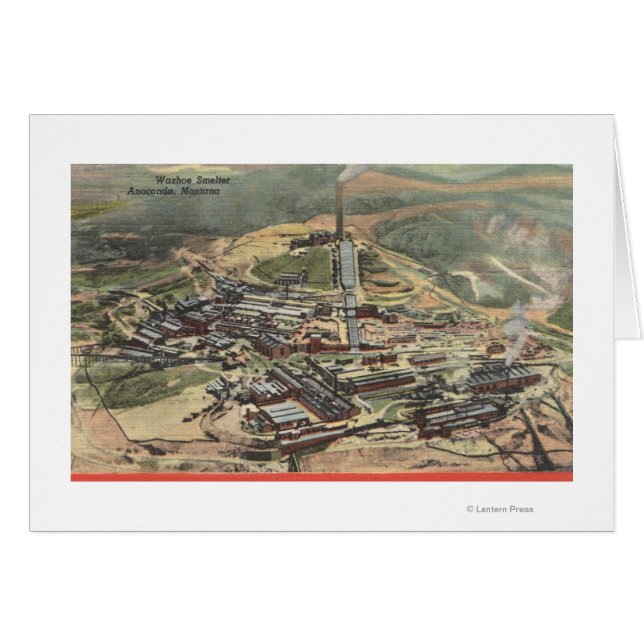 Cartão Anaconda, Montana - Washoe Smelter View de (Frente Horizontal)
