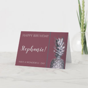 Cartão Ananás Pintado Tropical Aniversário Personalizado