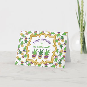 Cartão Ananases com óculos escuros Aniversário
