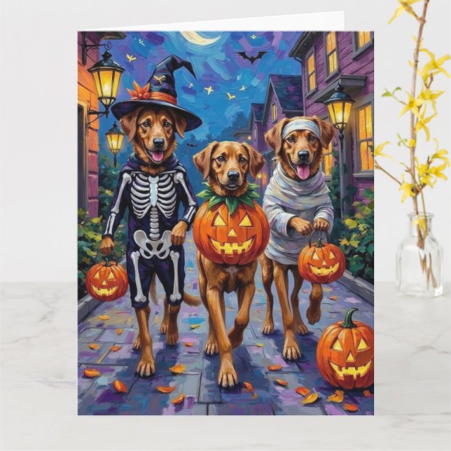 Cartão Anatólia Shepherd Dogs Figurinos de Halloween (Flor Amarela)