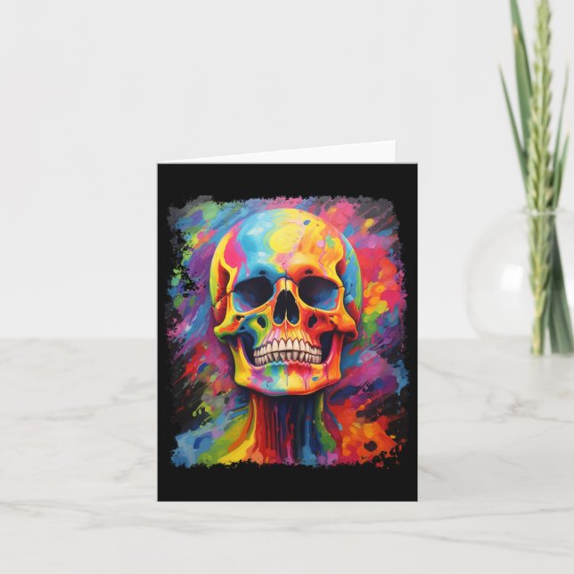 Cartão Anatomia de Esqueleto Arco-íris Halloween Assustad (Frente)