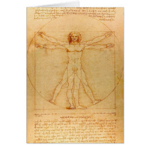Cartão Anatomia humana, Homem vitruviano por Leonardo da 