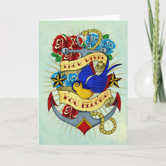 Cartão Anchor, Swallow and Roses