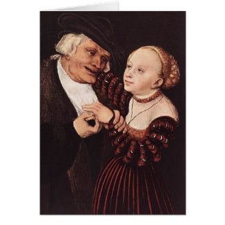 Cartão Ancião e jovem mulher por Lucas Cranach a pessoa