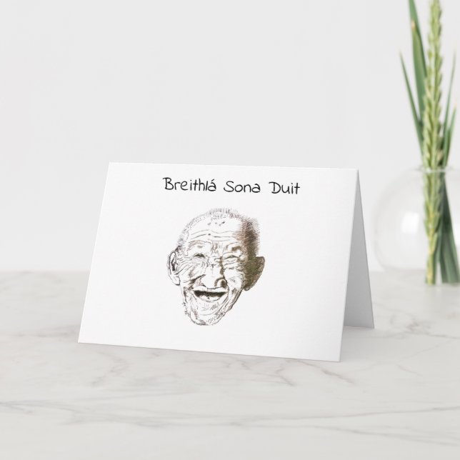 Cartão Ancião preto e branco com feliz aniversario (Frente)