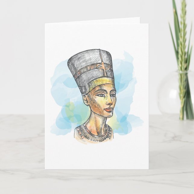 Cartão Ancient Egyptian Queen Nefertiti Bust Sketch (Frente)