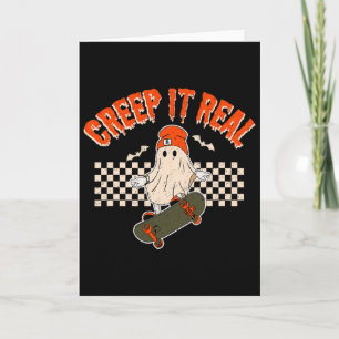 Cartão Andar De Skate Fantasma Ts Retro Halloween Creep I