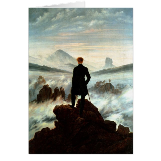 Cartão Andarilho acima do mar da névoa, Caspar Friedrich (Frente)
