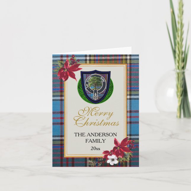 Cartão Anderson Scottish Clan Tartan & Crest (Frente)