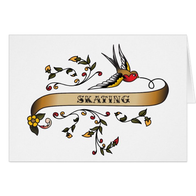 Cartão Andorinha e rolo com patinagem (Frente Horizontal)