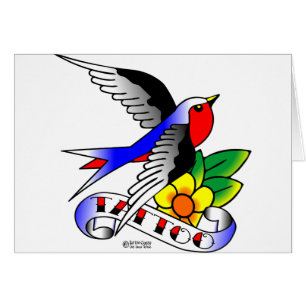 Cartão Andorinha velha do tatuagem de Skool