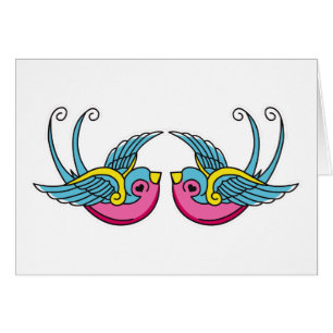 Cartão andorinhas do rosa