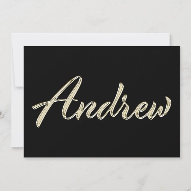 Cartão Andrew Name white gold Handwriting Karte (Frente)