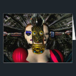 Cartão ANDROID XENIA SPACESHIP PILOT,Science Fiction<br><div class="desc">Colorful animation frame from our science fiction  movie HYPERION WORLD  work in progress. Android Nanotech - Xenia 05-  approaches to a mysterious and surreal dancing hall.  You can see the excerpts from movie  work in progress at: htttp://www.webalice.it/baldesign3dBulgan & Alessandro Lumini 3D design and animation   Florence-Italy.</div>