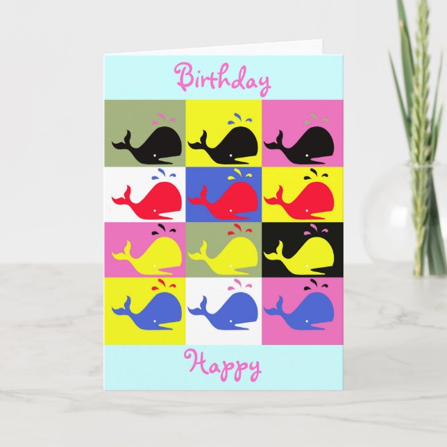 Cartão Andy Whale-Hole™_"Birthday Happy" Saudação (Frente)