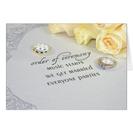 Cartão Anéis de Casamento e Rosas