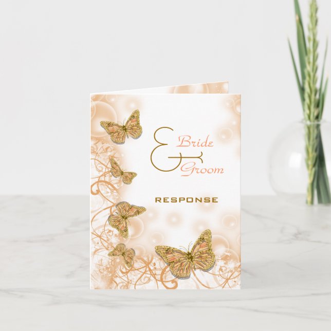 Cartão Anel de noivado de casamento dourado coral anivers (Frente)