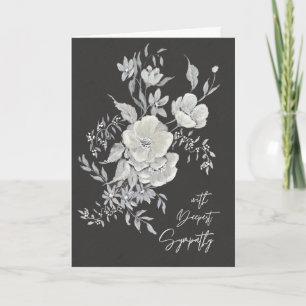 Cartão Anêmonas Brancas Floral Preto e Marfim Elegante