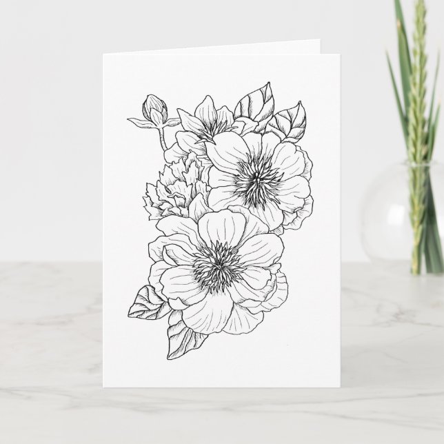 Cartão Anemone Peony Color It Yourself Blank Greeting (Frente)