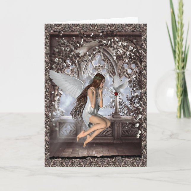 Cartão Angel and Her Dove (Frente)